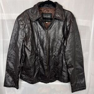 Vintage genuine leather bomber jacket patchwork rugged distressed large grunge